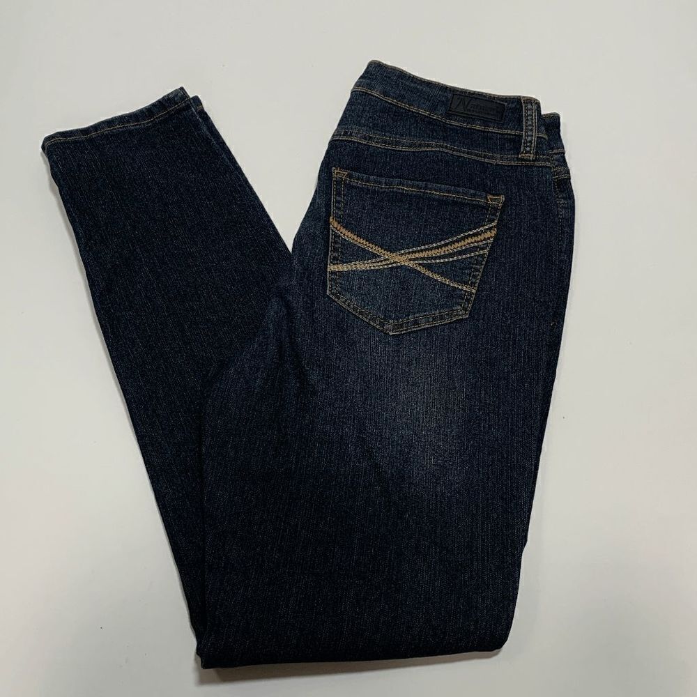 Natural Reflections Womens Denim Jeans Skinny Mid Rise Dark Wash Size 28